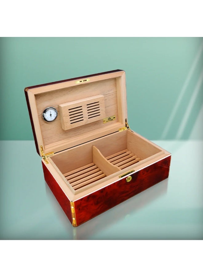 Hemingway Donatus Cedar Wood Humidor Case – Large Capacity Desktop Storage Box with Humidifier & Hygrometer, Beautiful Design, 200 Capacity, Premium Material - Image 4